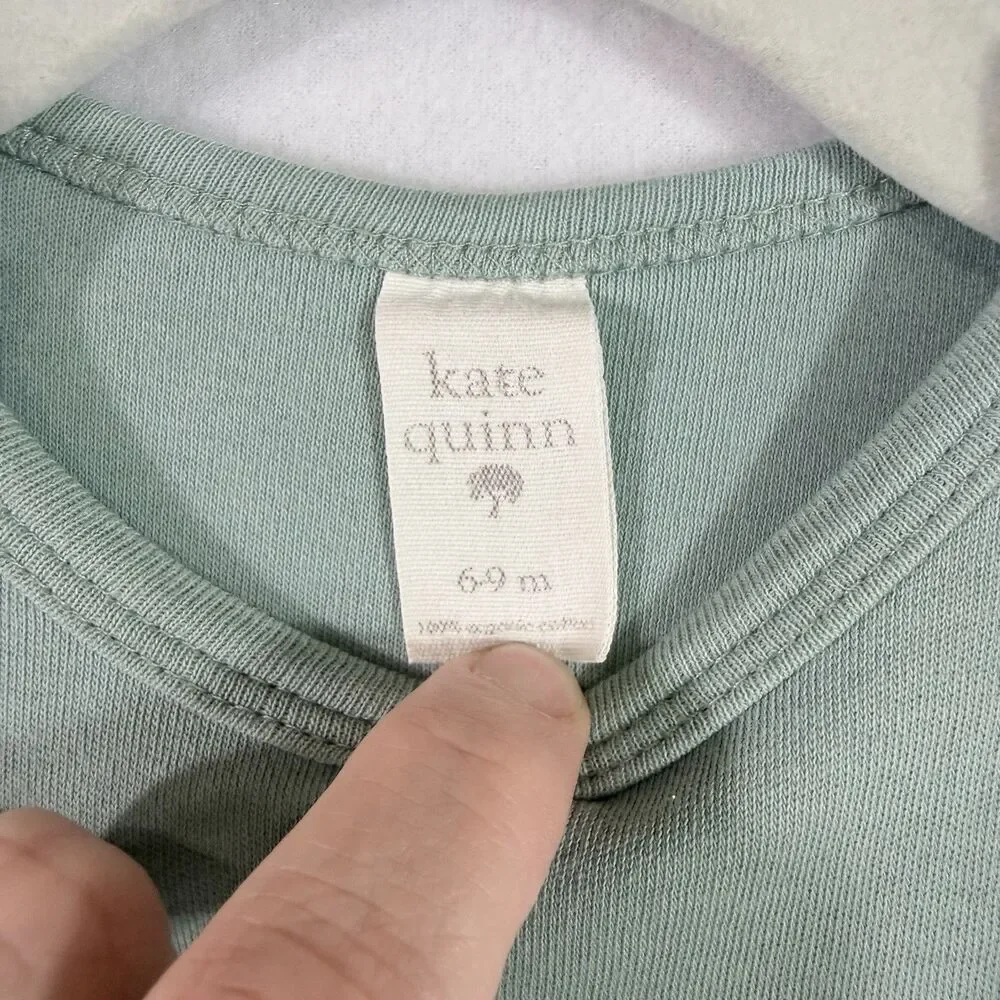 Kate Quinn Teal Green 100% Organic Cotton Long Sleeve Footie Sleeper Size 6-9 M